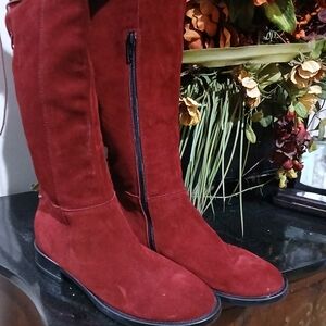 Over the Knee Red Suede Boots